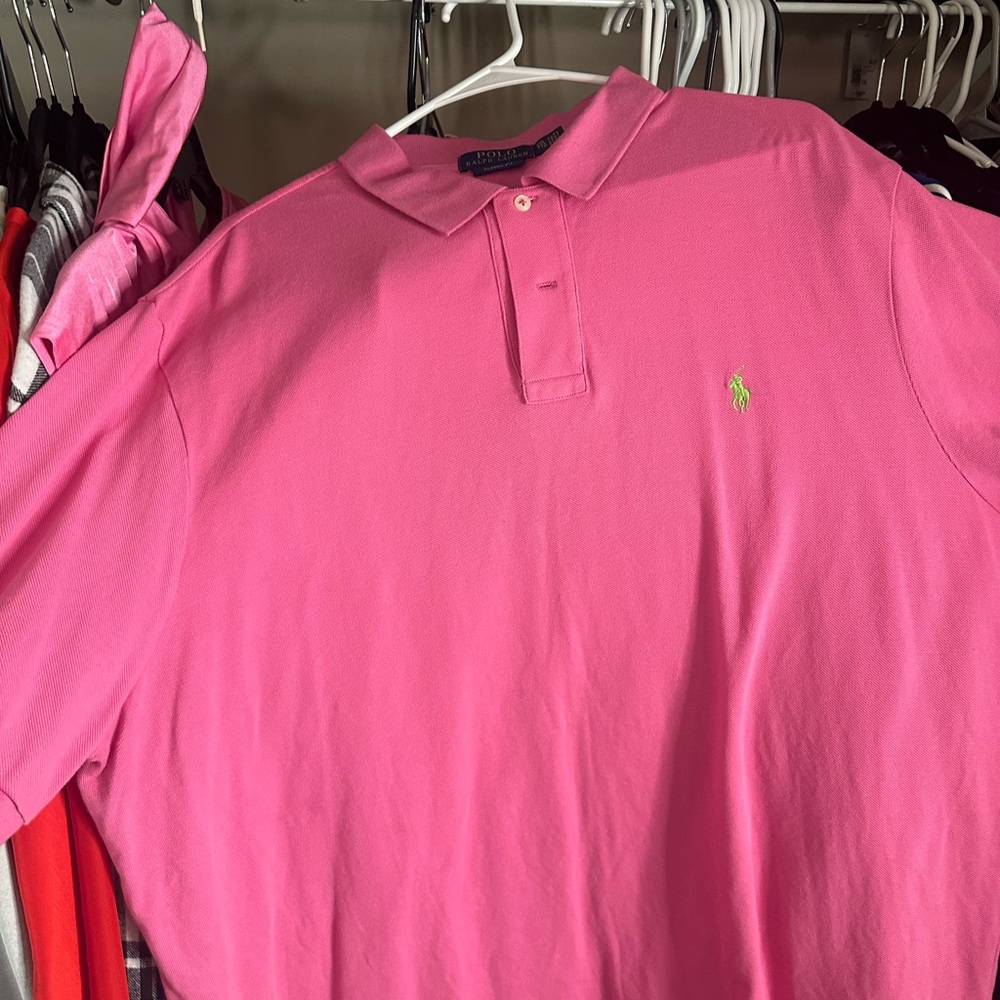 Polo by Ralph Lauren Men's Bright Pink Polo Shirt